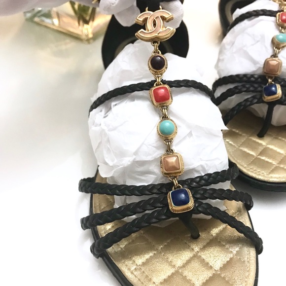 ♦️sold♦️Auth $995 Chanel leather jewelry sandals - Picture 4 of 6